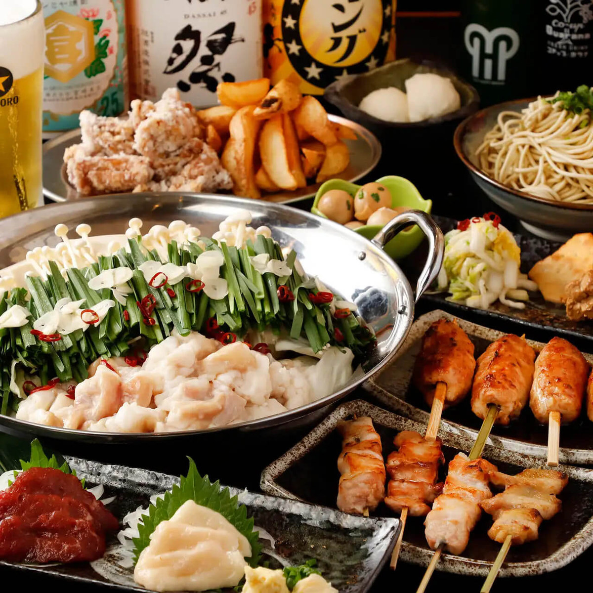 Lẩu lòng bò Nhật, xiên nướng, sashimi